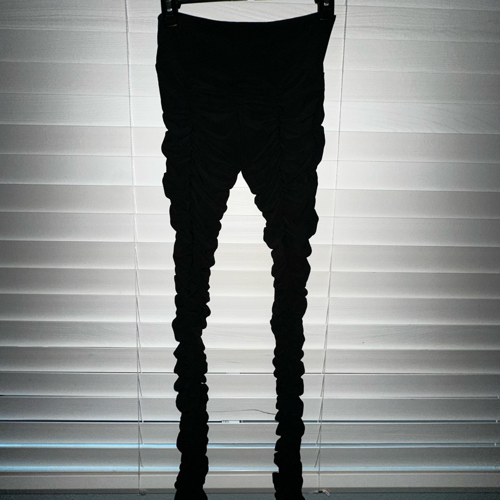 Frederick's of Hollywood Black Ruched Leggings
